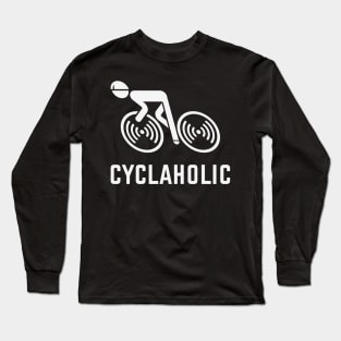 Cyclaholic (Cycling / Bicycle / Bike / White) Long Sleeve T-Shirt